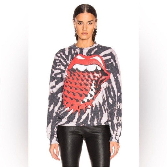 Madeworn Rolling Stones Voodoo Long Sleeve Distressed Tie Dye Sweatshirt EUC S - Picture 1 of 12